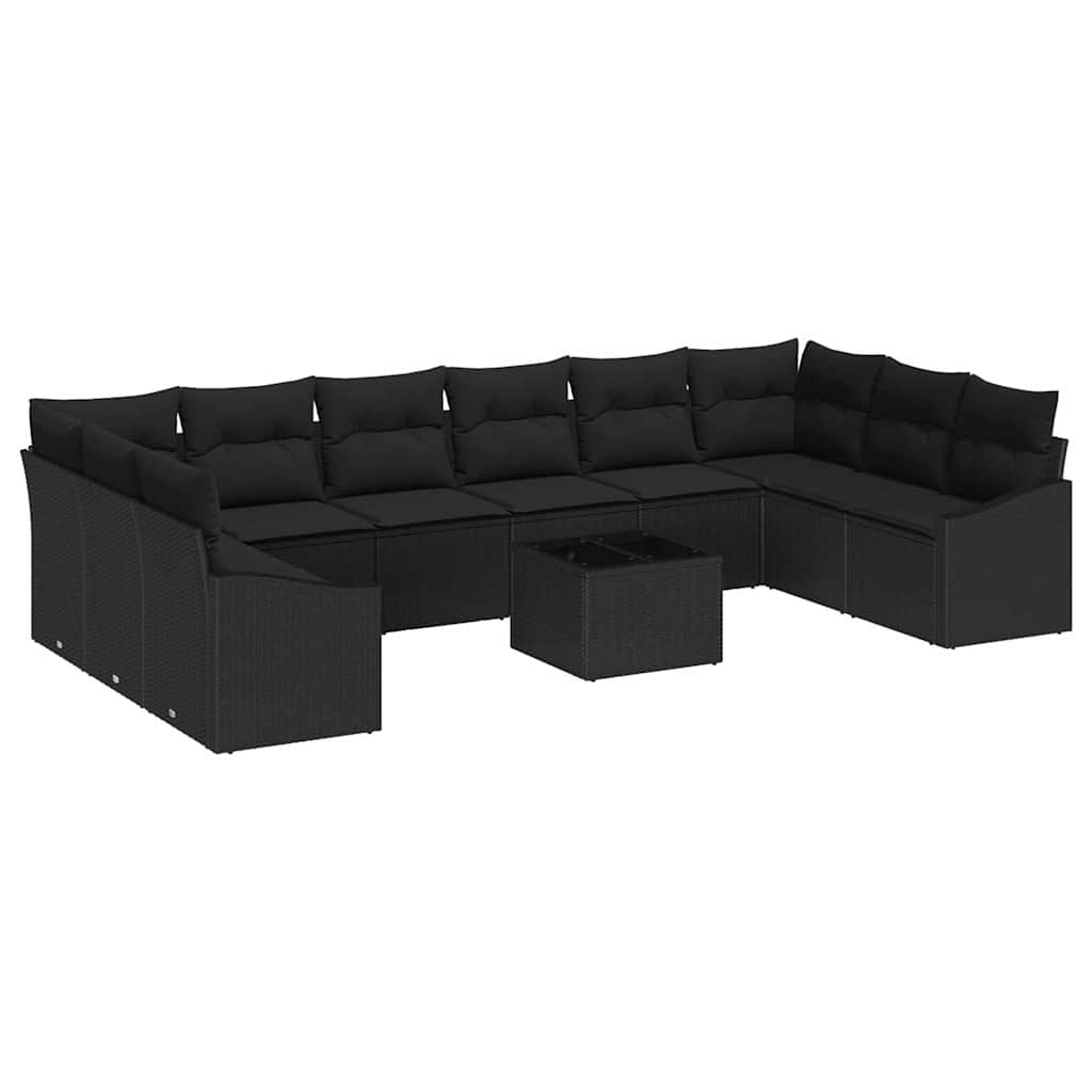Garten Essgruppe mit Kissen mit Speicher 11 pcs Schwarz
